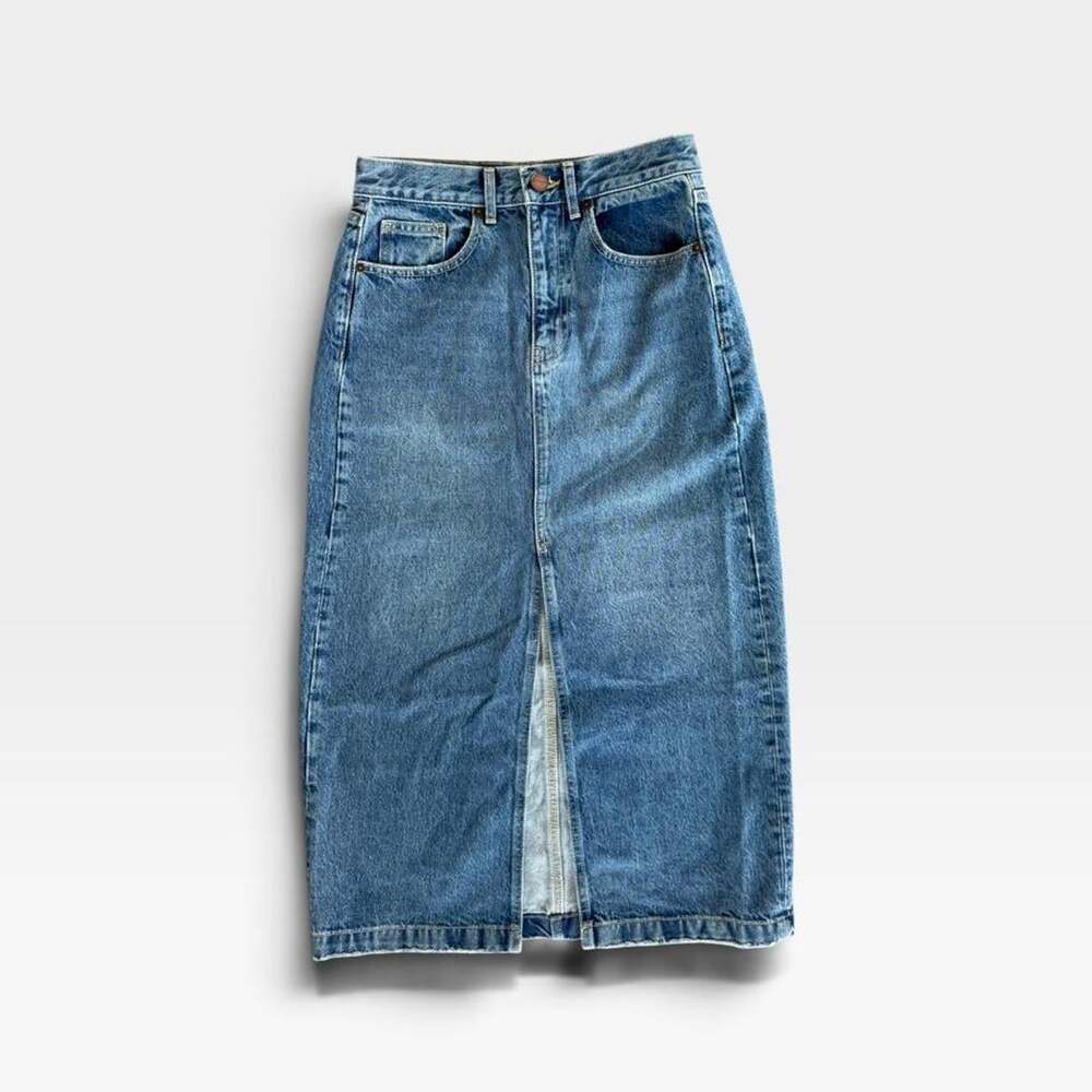 La Ligne "The Kate Skirt" | Denim Maxi Skirt with Front Slit | Womens Size 26